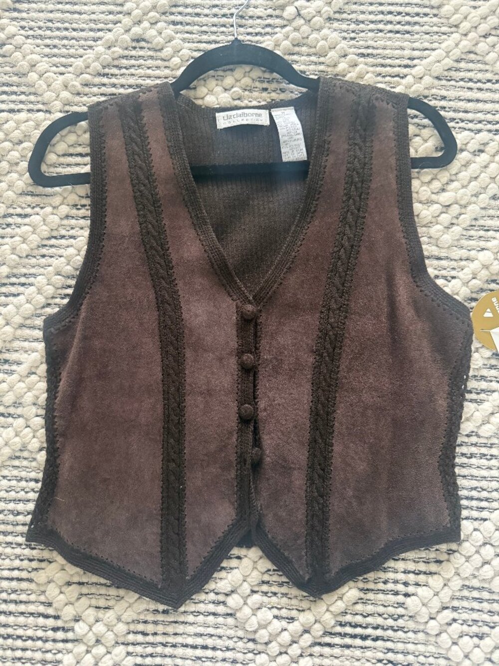 Brown suede & knit vest